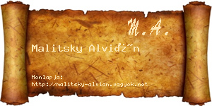 Malitsky Alvián névjegykártya